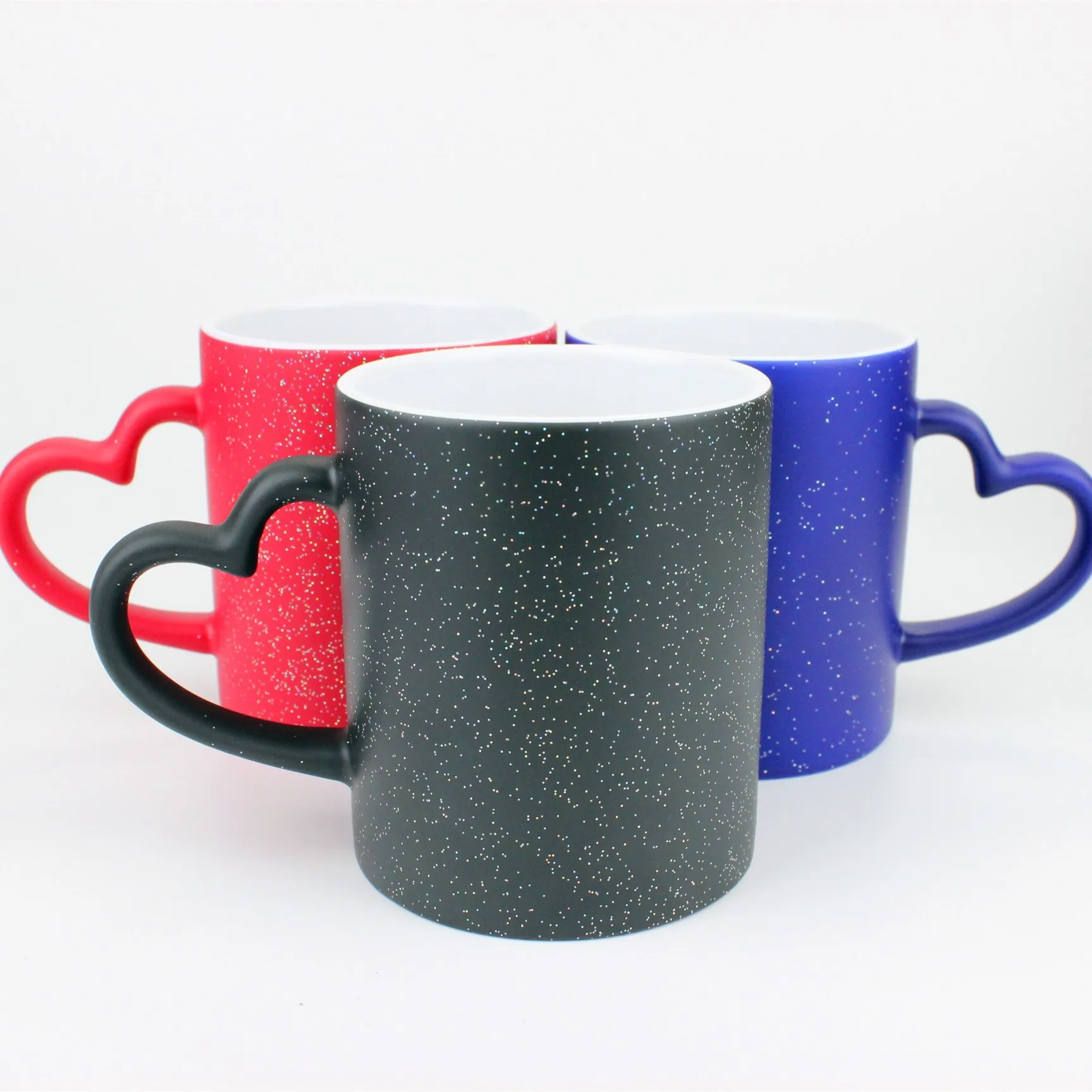 

Heart handle sublimation ceramic magic mug/cup 12 oz custom tumbler mugs temperature sensing, Customized colors acceptable