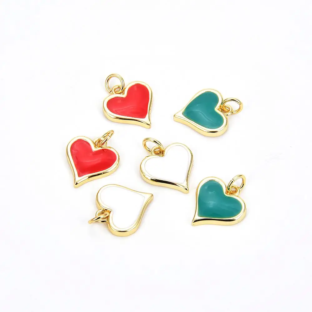 

Fashion New Styles Colorful Women Fit Gift Party Brass Apphire Manufacturer Custom Jewelry Oil Drip Heart Pendant, Green