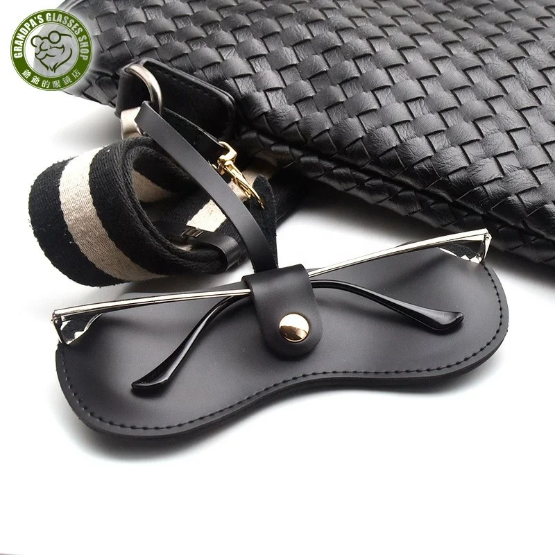 

Chic Handbags Charm Pendant Leather Metal Hanging Hook Belt estuches de gafas Glass Bags Pouch Sunglass Eyeglass Cases With Clip