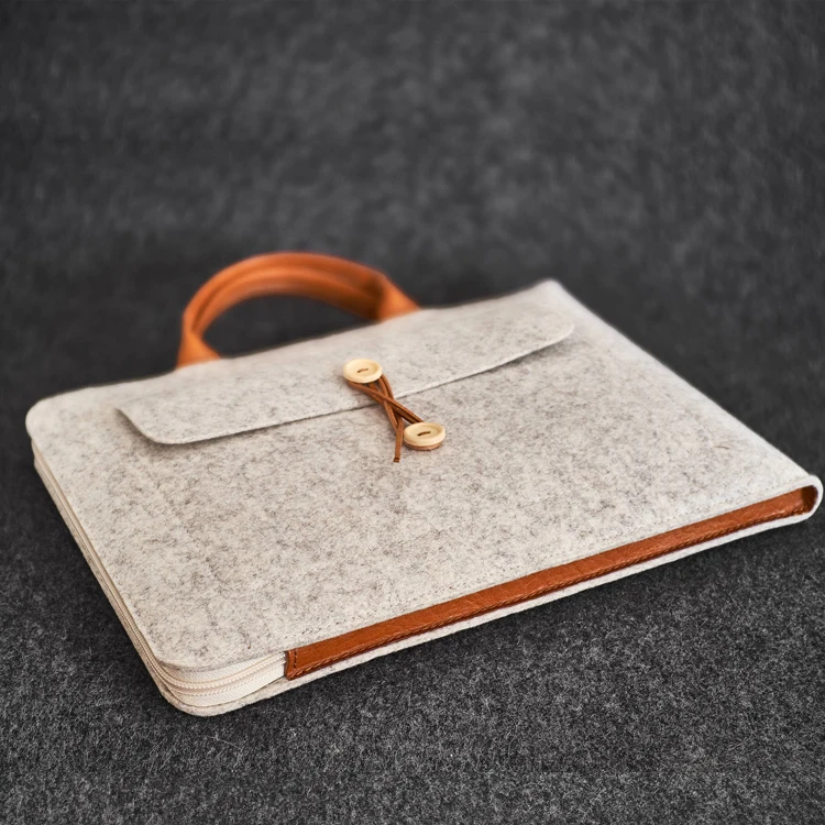 

Environmentally friendly personal design support sample order felt leather laptop case sleeve, Grey or customized color