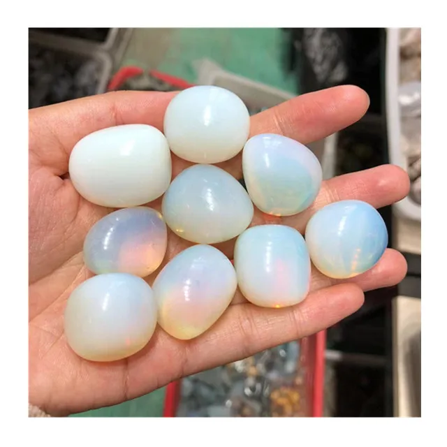 

Bulk wholesale polished white opal tumbled crystals healing stones for home decor