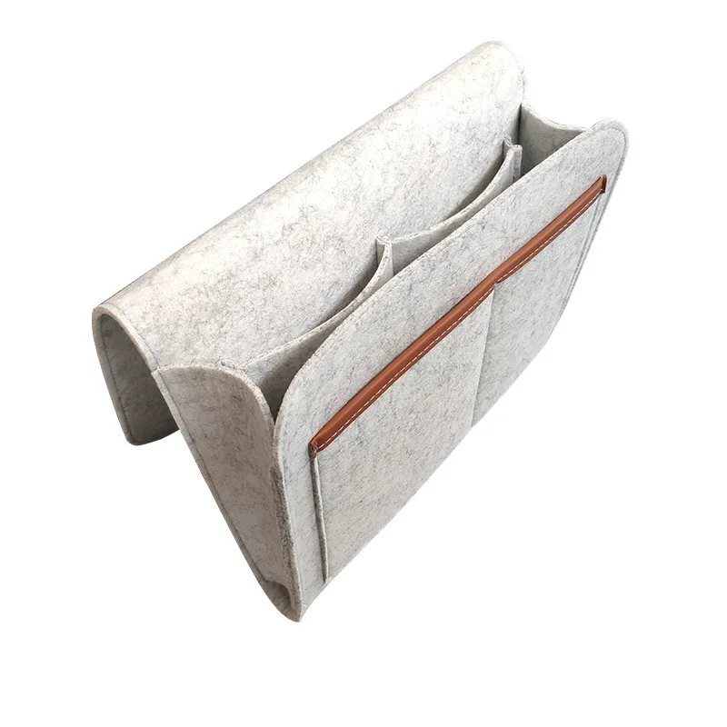 

New Storage Pockets Bags Felt Bedside Hanging Storage Organizer Holder with 2 Inner Pockets for Bed Table Sofa Storage Bags