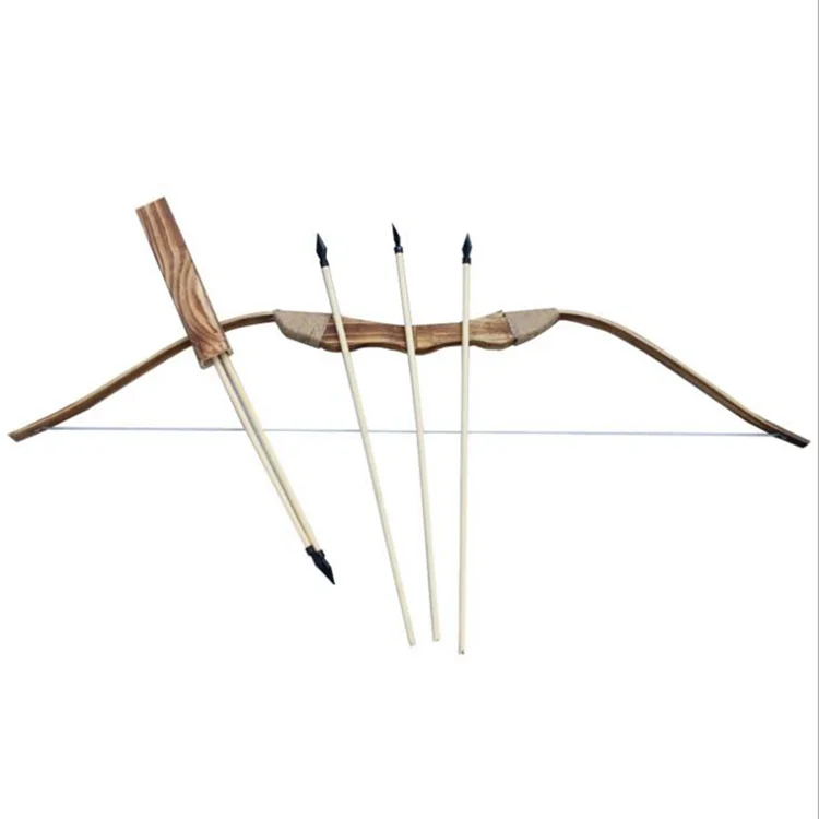 

80cm Bamboo wood Bow and Arrow with Quiver Set Kids Youth Toy for Archery Hunting Playing, Natural bamboo color