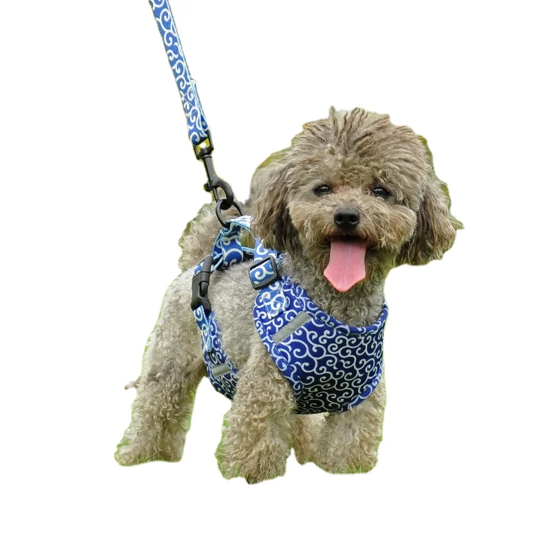 

Amazon New Floral Reflective Chest Back Dog Pet Harness Leash Bandana, As shown below