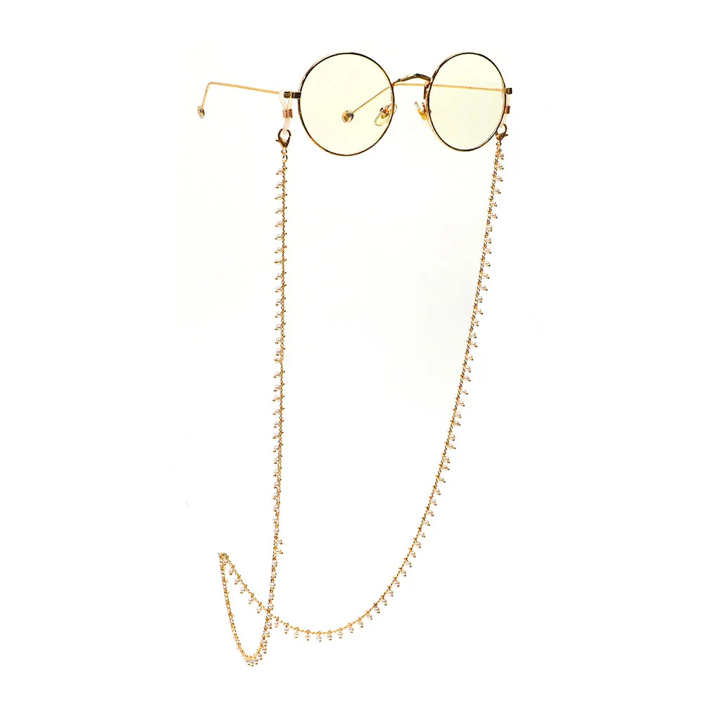 

High quality fashion handmade highlight pearl sunglasses holder eye glass chain, Gold