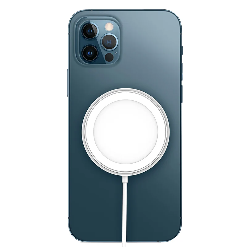 

New Trending Mini Wireless Charger Portable Round Shape Strong Magnetic Charger for iPhone 12, White