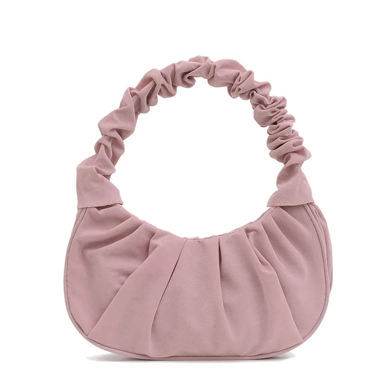 

New fashion all match retro frosted bag women pleated single shoulder hand bag, Customizable