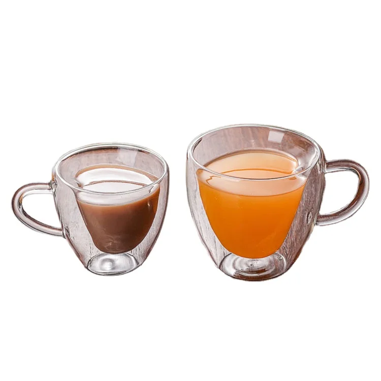 

Heart shaped double wall clear glass cup / best cup gift for girl / Borosilicate glass tea milk beer mugs