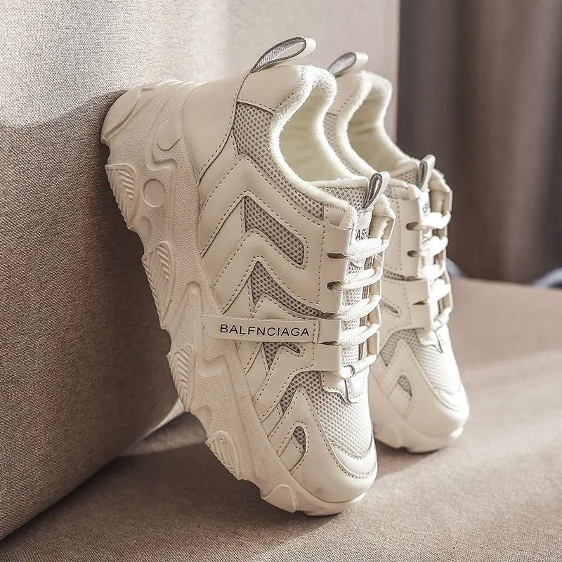 

Women White Sneakers Platform Chunky Shoes Fashion Ladies Basket Female Trainers Mesh Lace Up Casual Shoes flats Woman 2020 New