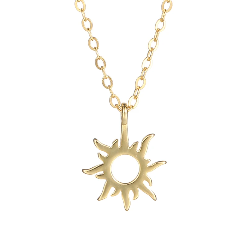 Damila Jewelry Charm necklace gold plated Fashion 925 Sterling Silver Sun Pendant Necklace For Women