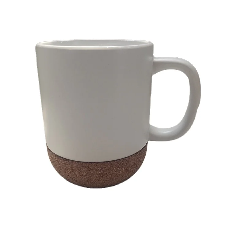 

OEM Novelty Coffee Mugs Travel Cup Spoon Ceramic mug with cork bottom, Customized