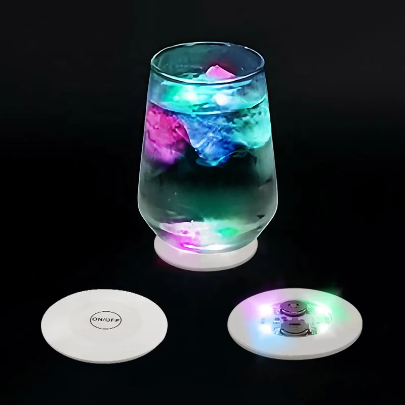 

60mm RGB LED bottle sticker coaster 3m flashing led coaster light party club led cup coaster