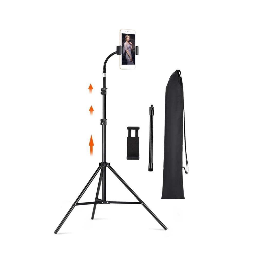 

tripod with phone holder 22.8" to 67" Selfie adjustable smartphone for recording video streaming vlogging or live broadcasting