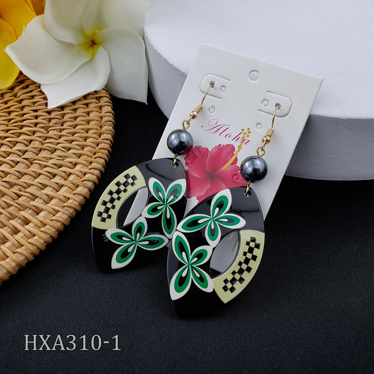 

hawaiian earrings light weight flower acrylic earrings custom printed earring