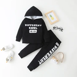 New Black Hoodies Cool Kid Boys Casual Sport Children Kid Clothes Set 2 to 6 years two piece Kids Boys Clothes Set