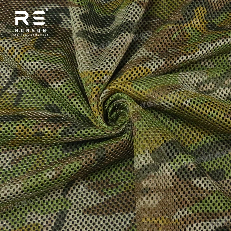 AMCU 230gsm Heavy Duty Polyester Printed Anti-Static Mesh Fabric Double Faced Camouflage for Tactical for Outdoor NIR Girls