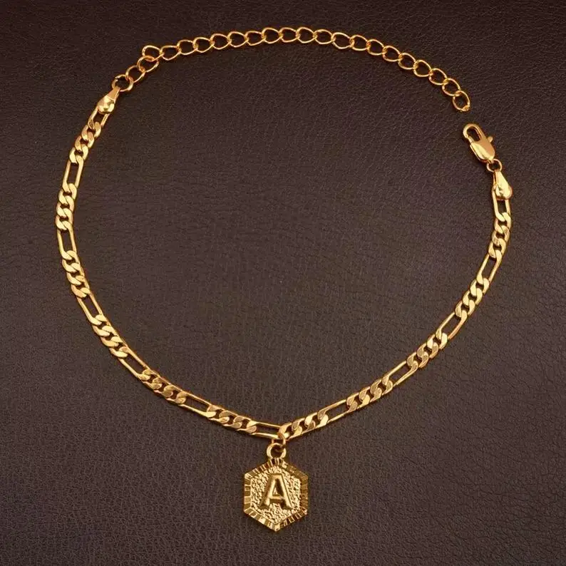 

Hot Sale Fashion Beach Jewelry Stainless Steel Letter A Anklet For Women Jewelry