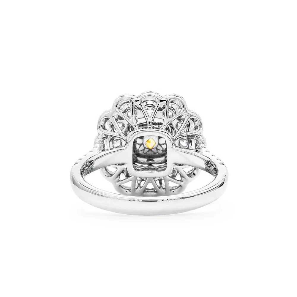 
Luxury Halo Style Engagement Jewelry Yellow 0.8ct Cushion Cut Halo cz Diamond Ring 