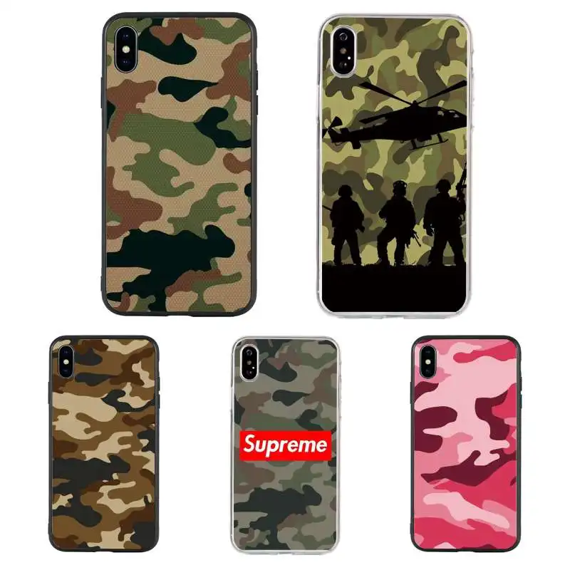 

Army Green Camouflage Case For iPhone X For iPhone 6 6S 7 8 Plus 11 Pro XR XS Max Soft TPU Silicon Phone Case Back Cover