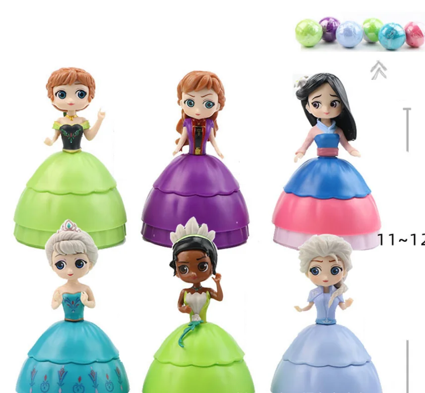 

Free Shipping 6pcs Twisted Eggs Blind Box Princess Frozen Elsa MULAN Action Figure Toys Kids Christmas Gift, Colorful
