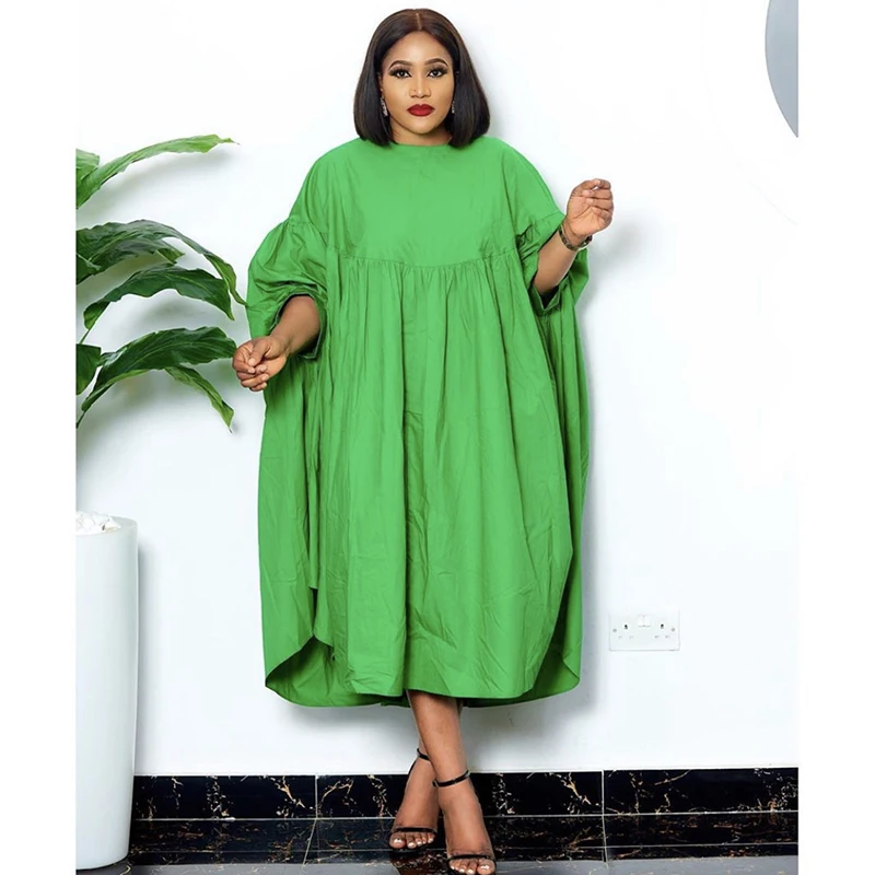 

Wholesale Plus Size Casual Loose Summer Patchwork Ruffle Ruched African Dress Women