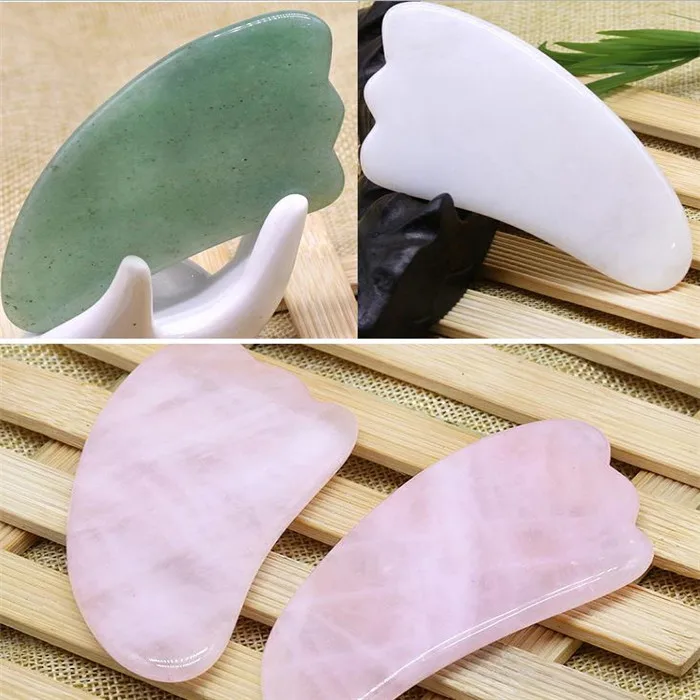 

JD016 Private Logo Natural Jade Guasha Stone Facial Massager Acupuncture Pressure Therapy Scraper Beauty Tool For Face Body Feet