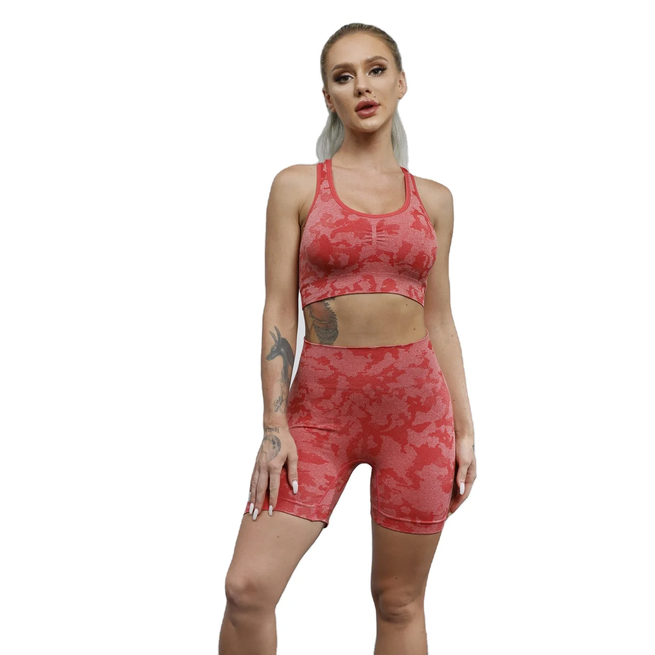 

Latest Design Women Set Camo Seamless Short Yoga Suit Sports Bra And Leggings Fabletic, Customized color
