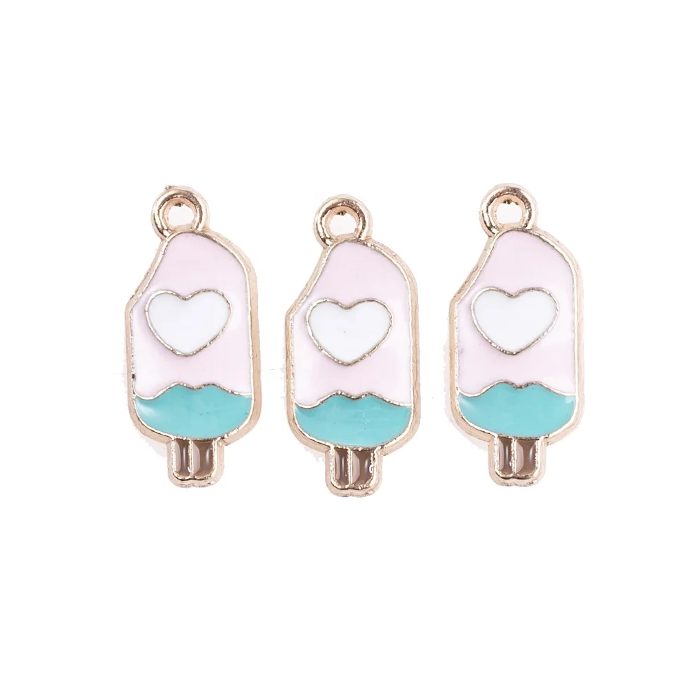 

fashionable Heart Popsicle Enamel Charms Pendant DIY Necklace Earrings bracelet Crafts For Women Girl Jewelry Making Accessories, As shown