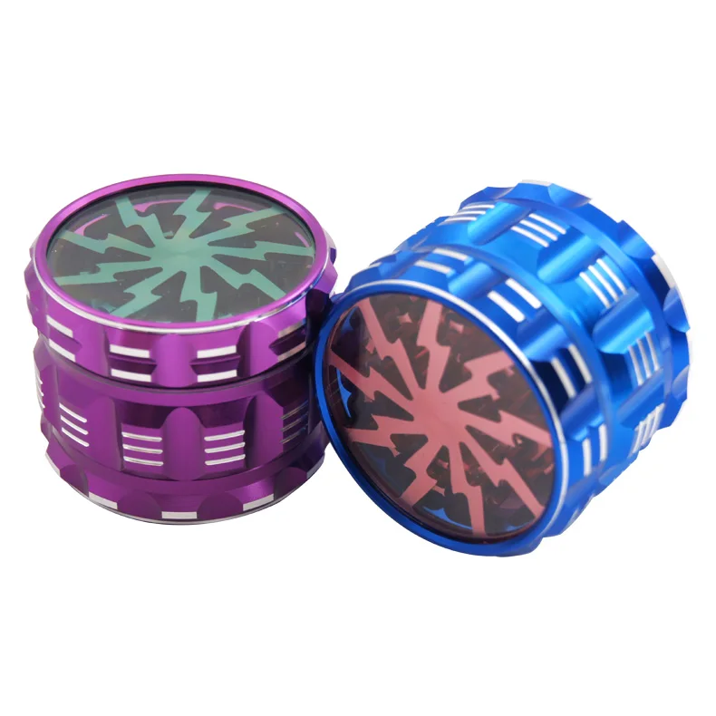 

GA1040024 new cool fashion Aluminum alloy 63mm hand metal herb smoke tobacco Grinder weed accessories custom logo, Mixed colors