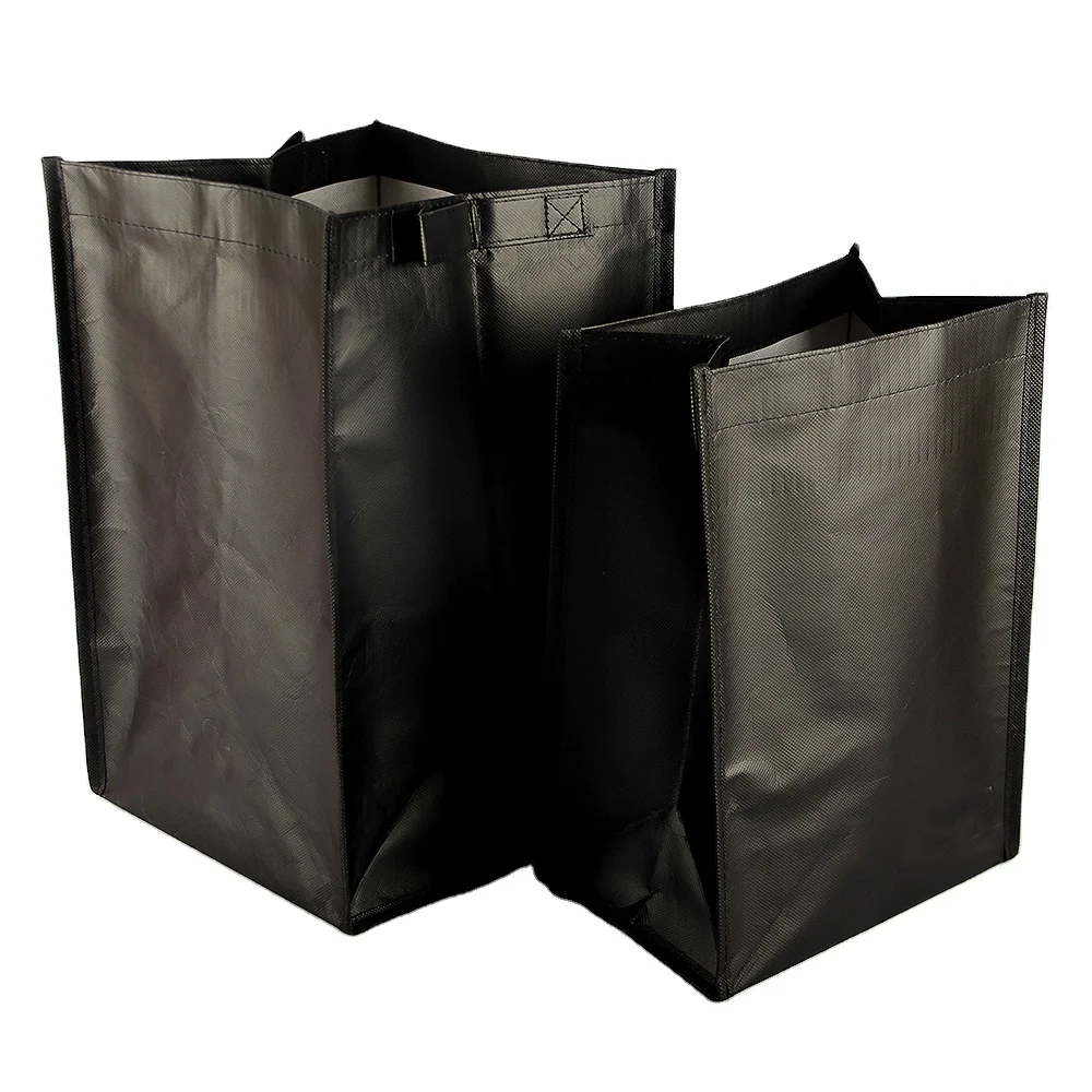 

Factory wholesale recycled PP non woven laminated package bag for shopping, Black or custom color