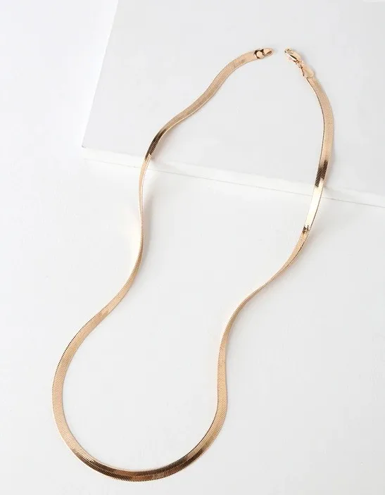 

Trendy Gold Herringbone Chain Jewelry Stainless Steel Material Minimal Snake Chain Necklace