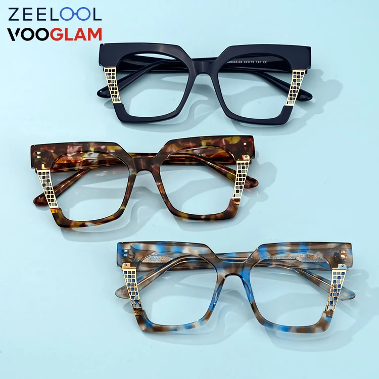 

Zeelool Vooglam tortoise blue purple black Wholesale Rectangle Acetate Spectacle Eyewear Eyeglasses Optical Frames