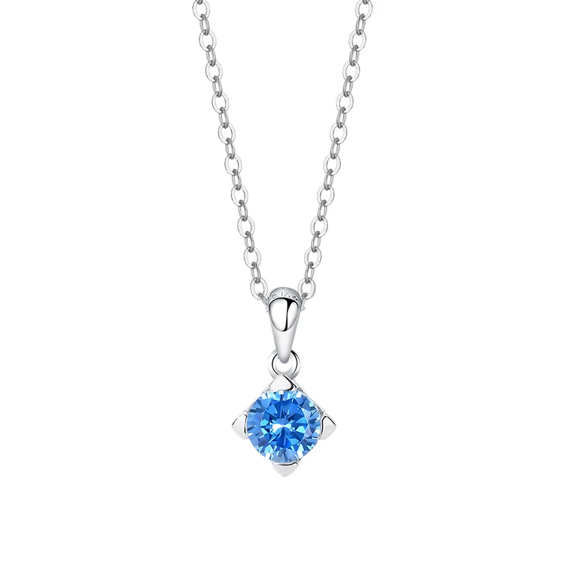 

Fashion Jewelry White Gold Plated Round Aquamarine Pendant Necklace for Women