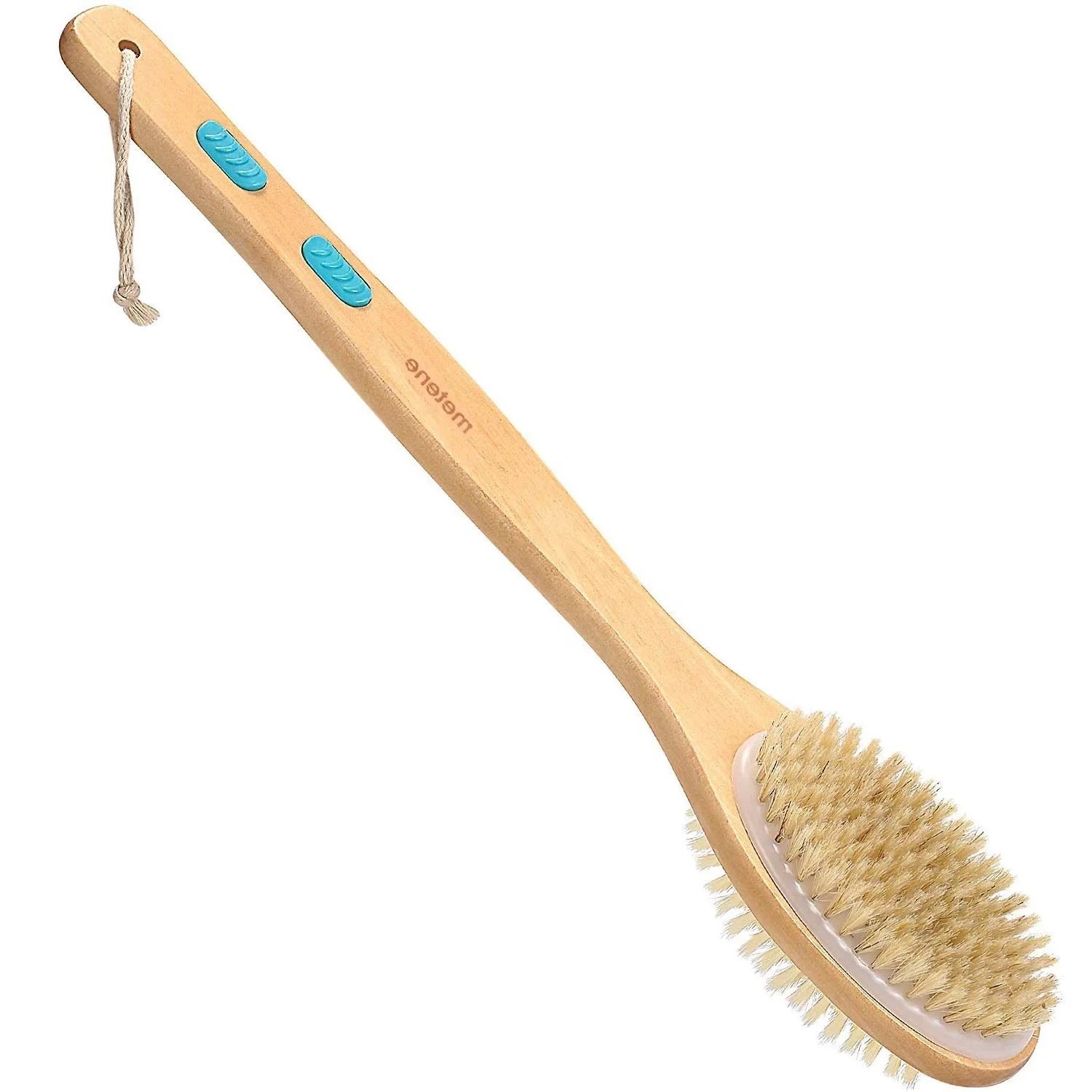 

Long Wooden Handle Dry or Wet Skin Shower Back Cleaning Exfoliator Brush with Soft and Stiff Bristles Back Washer for Men Women, Customized color
