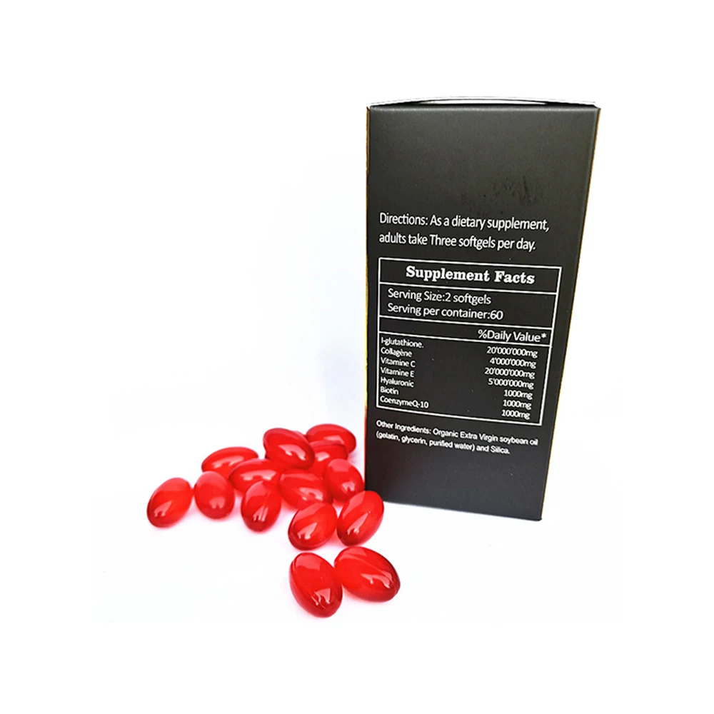 

Private Label High Quality High Dose 20000mg L-Glutathione Skin Whitening Capsules, Customized color
