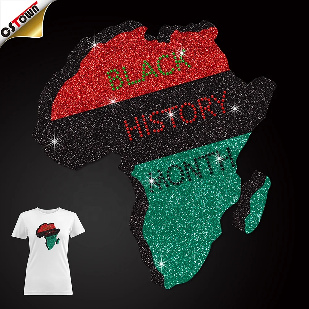 

Glittering African Continent Black History Month Rhinestone Iron On