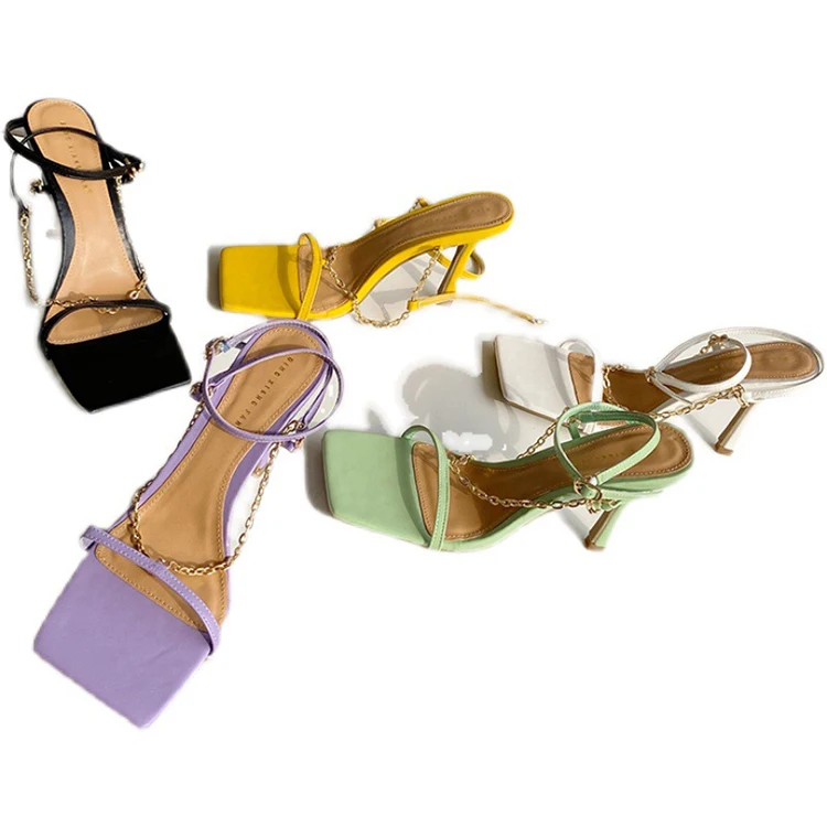 

New Arrivals 2021 Designer Women's Sandals For Ladies High Heel Sandals With Women Famous Brands, Yellow black green purple
