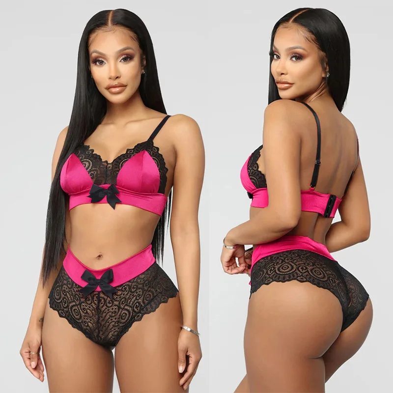 

Seamless Push Up Bra Flower Patterns Lace Briefs Bra Set DLM High Quality New lace three-point sling bra two-piece set