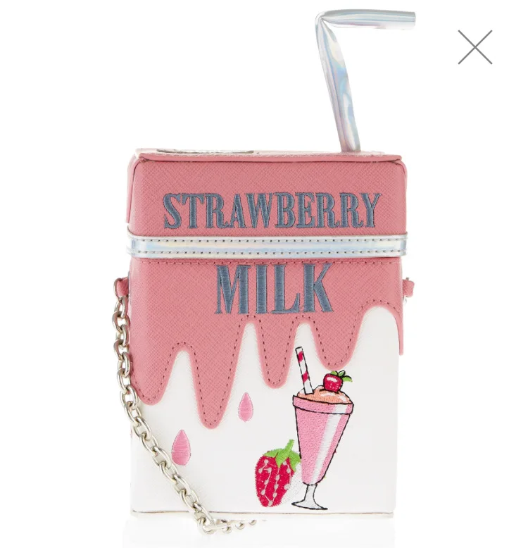 

Trendy Children's Fruit Bag Pink Cute Handbag Cross Body Strawberry Milk Box Straw Shape Bucket Purse For Young Girl, As pictures