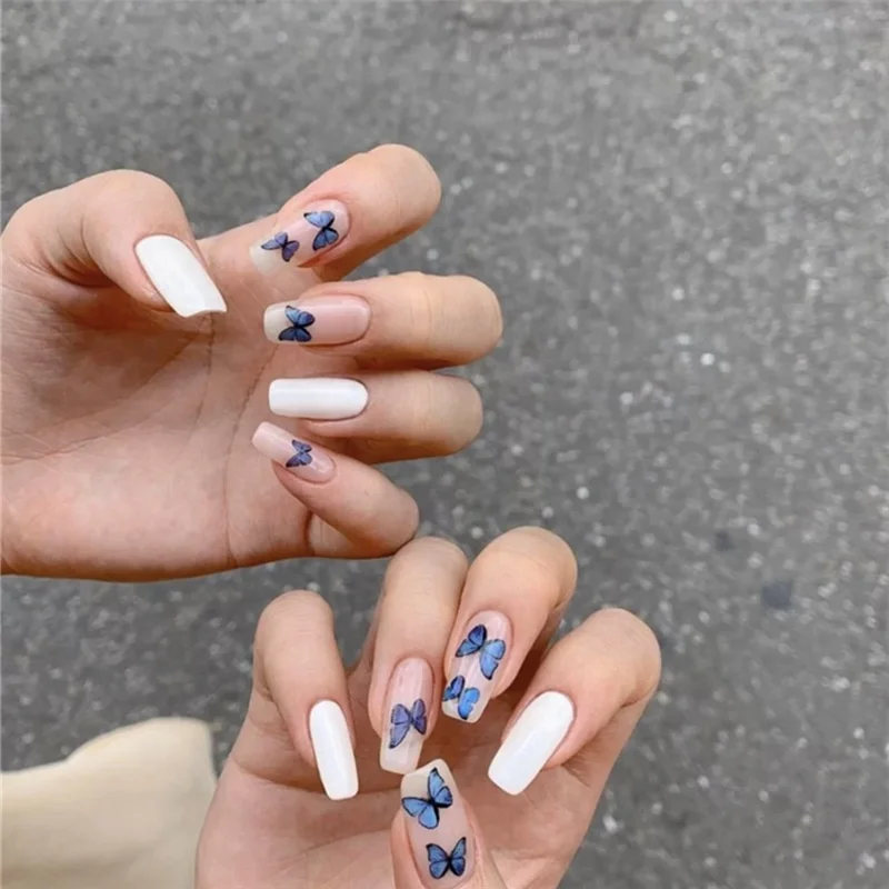 

Beauty Cute Flower Butterfly Colorful Design Summer Feel Nail Stickers Full Nail Strips