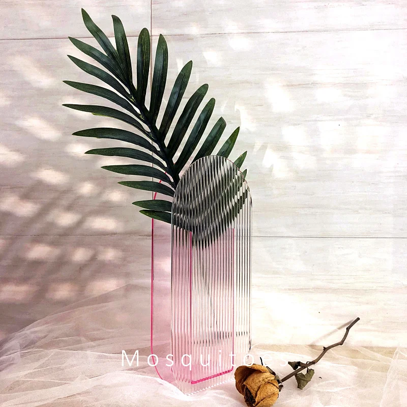 

Nordic INS small fresh acrylic vase creative art wave striped table dry flower ornaments decorative mandatory