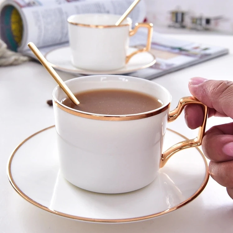 Distinctive Bulk Cheap Porcelain Coffee Tea Cup Saucer Set Yellow Color