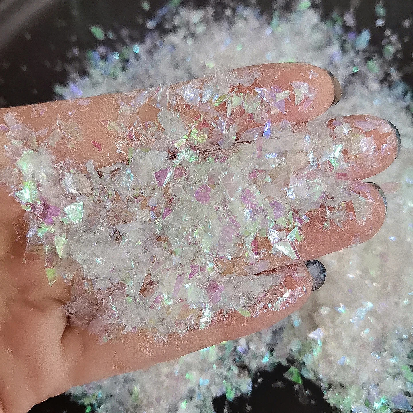 Iridescent Shining 3D Crushed Flakes Nail Art  Glitter Shape Sequins Powder Mylar Flakes Sugar Paper Flake