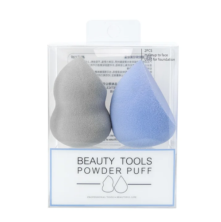 

Popular Hot Selling 2PCS/Box Light Blue Beauty Facial Foundation Blending Makeup Sponge Set Beauty Tools