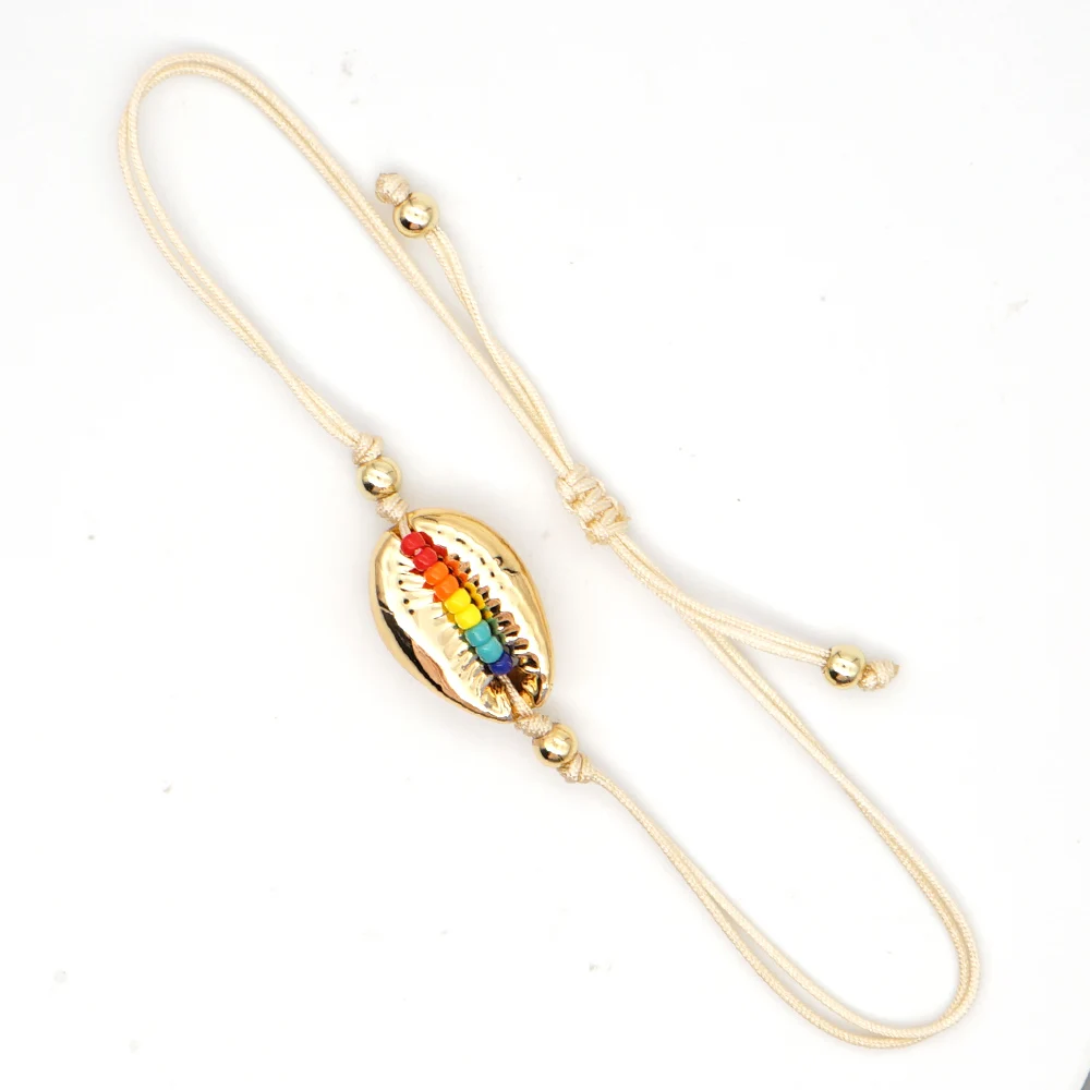 

Go2Boho 2024 Jewelry Natural Seashell Rainbow Beads Women Bracelet Boho Friendship Adjustable Rope Summer Beach Shell Bracelets