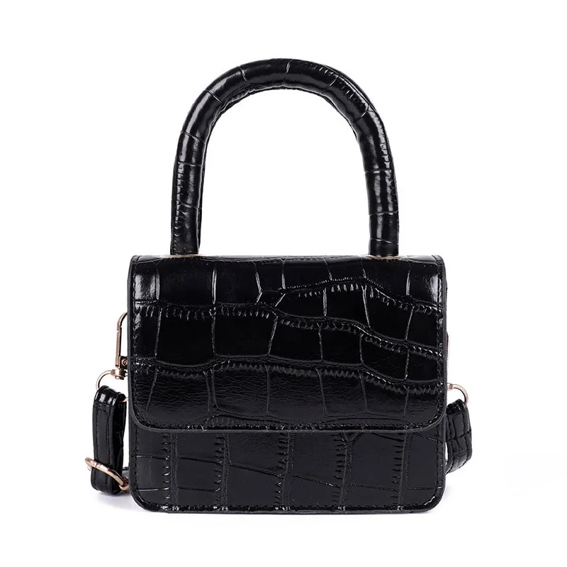 

New Fashion Stone Pattern Shoulder Messenger Bag Elegant Female  Square Bag Solid Color PU Leather Handbag, 4 colors