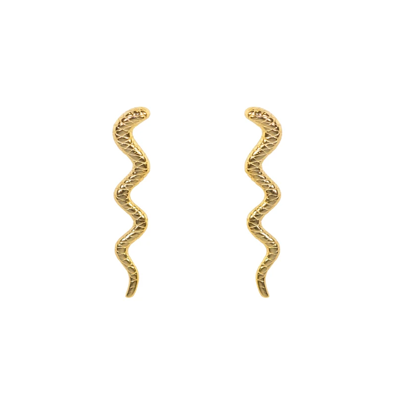 

2022 NEW 925 Sterling Silver Fashion Long Plain Snake animal snake shape Stud earring for womeen