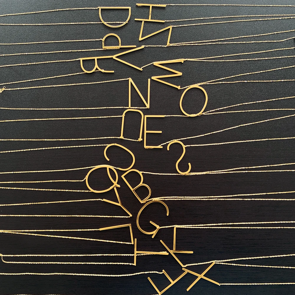 

Dylam Initial Jewelry Necklaces Pendant Gold Alphabet Stainless Steel 18K Plated Big A-Z 26 Letter Necklace