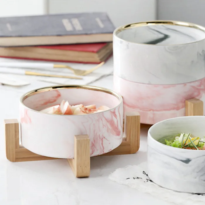 
Nordic Marble Design Large Ceramic Salad Bowl 