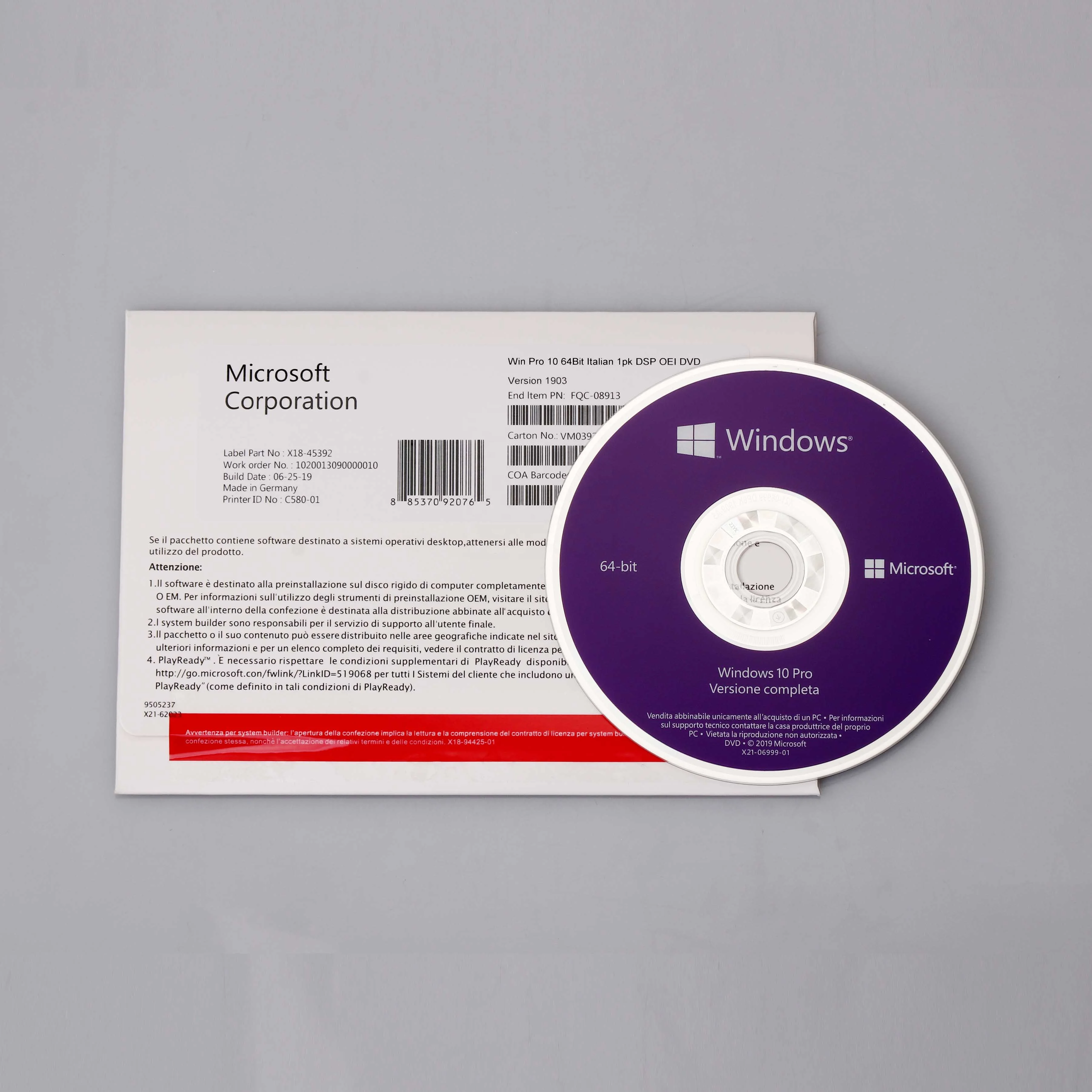 

Windows 10 Professional DVD Full Package Spanish Germany Russian Italian French Language Free Shipping windows 10